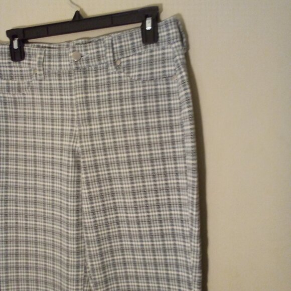 Liverpool Pants Women 10 Stretch Straight Plaid Blue Brown - Picture 3 of 16